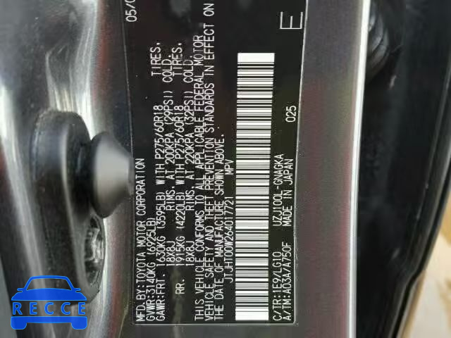 2006 LEXUS LX 470 JTJHT00W264017721 image 9