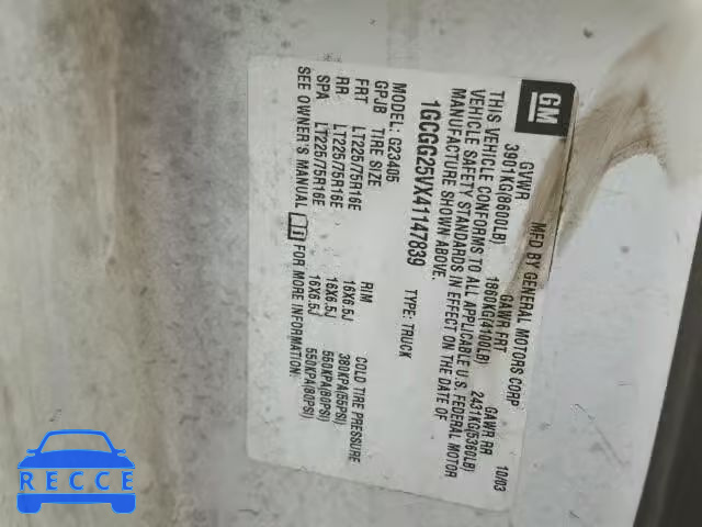 2004 CHEVROLET EXPRESS G2 1GCGG25VX41147839 image 9