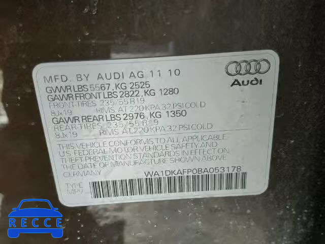 2011 AUDI Q5 PREMIUM WA1DKAFP0BA053178 image 9