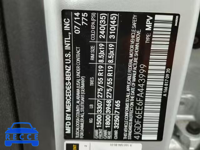 2015 MERCEDES-BENZ GL450 4 MA 4JGDF6EE6FA443999 image 9