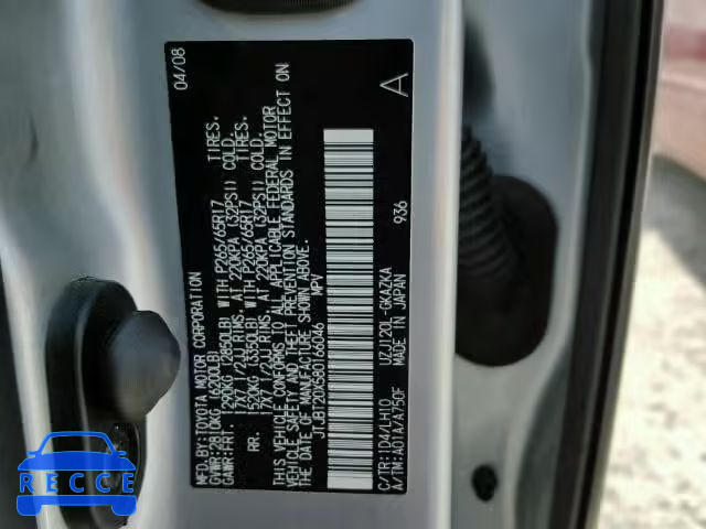 2008 LEXUS GX 470 JTJBT20X580166046 зображення 9