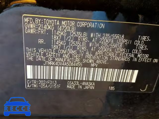 2010 TOYOTA RAV4 SPORT JTMRK4DV4A5084455 image 9