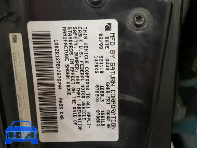 1999 SATURN SC2 1G8ZR1278XZ276794 image 9