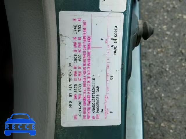 2003 KIA RIO KNADC125736241110 image 9