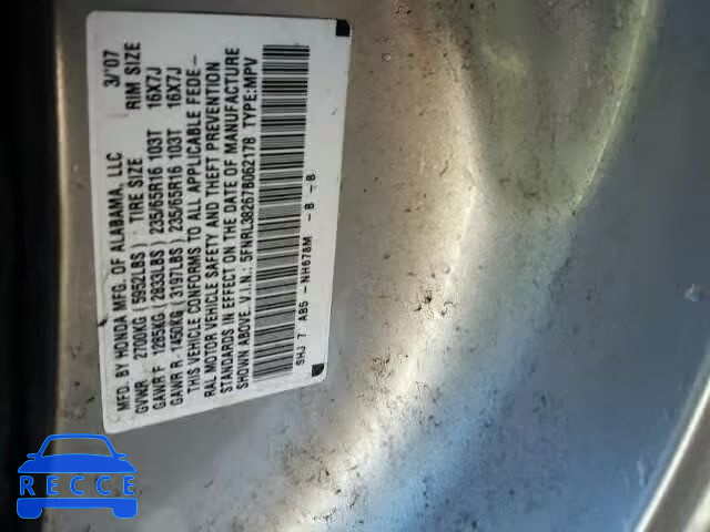 2007 HONDA ODYSSEY LX 5FNRL38267B062178 image 9