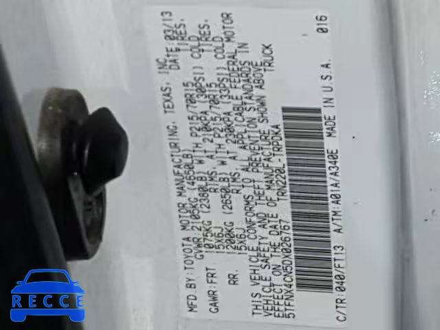 2013 TOYOTA TACOMA 5TFNX4CN5DX026767 image 9