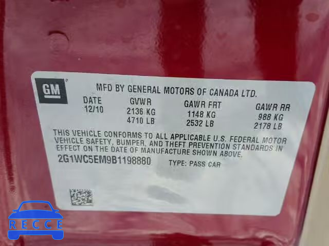 2011 CHEVROLET IMPALA LTZ 2G1WC5EM9B1198880 image 9