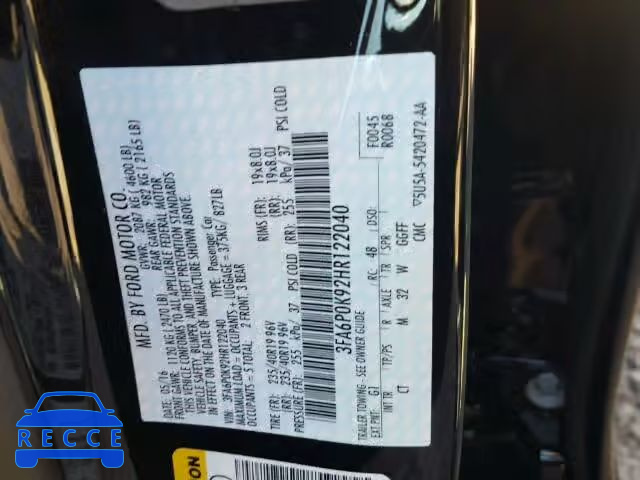 2017 FORD FUSION TIT 3FA6P0K92HR122040 image 9