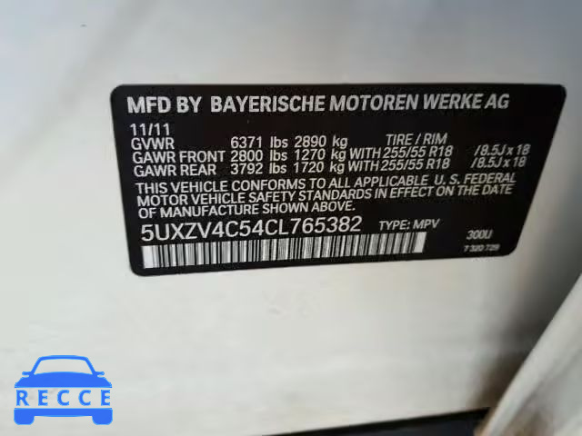 2012 BMW X5 XDRIVE3 5UXZV4C54CL765382 зображення 9