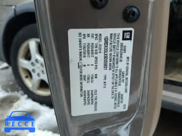 2006 PONTIAC MONTANA SV 1GMDX33LX6D209831 Bild 9