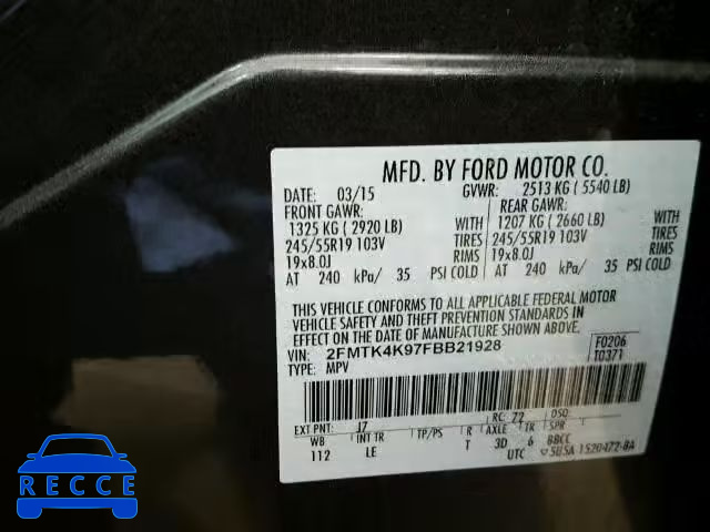 2015 FORD EDGE TITAN 2FMTK4K97FBB21928 image 9