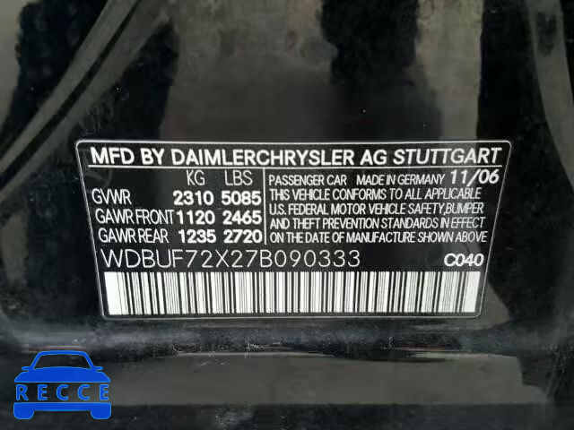 2007 MERCEDES-BENZ E550 WDBUF72X27B090333 image 9