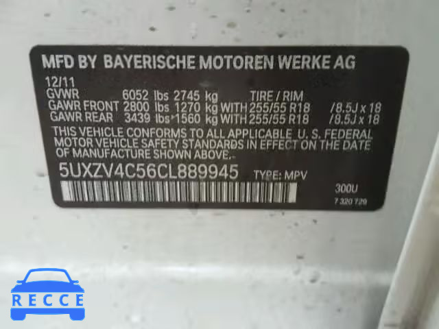 2012 BMW X5 XDRIVE3 5UXZV4C56CL889945 Bild 9