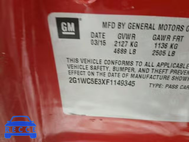 2015 CHEVROLET IMPALA LIM 2G1WC5E3XF1149345 image 9