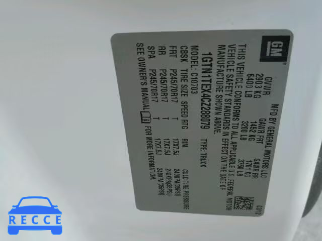 2012 GMC SIERRA C15 1GTN1TEX4CZ288079 image 9