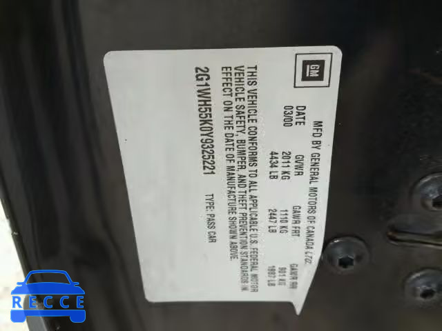 2000 CHEVROLET IMPALA LS 2G1WH55K0Y9325221 image 9