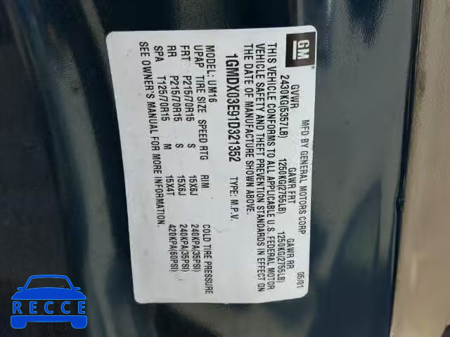 2001 PONTIAC MONTANA 1GMDX03E91D321352 image 9