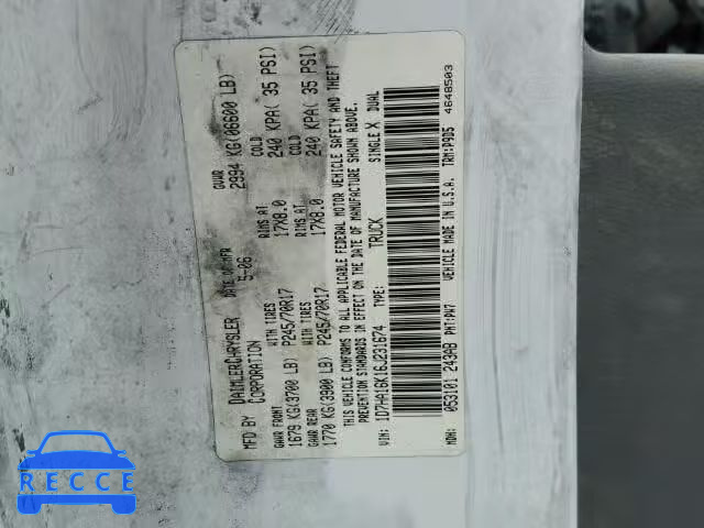 2006 DODGE RAM 1500 S 1D7HA16K16J231674 image 9