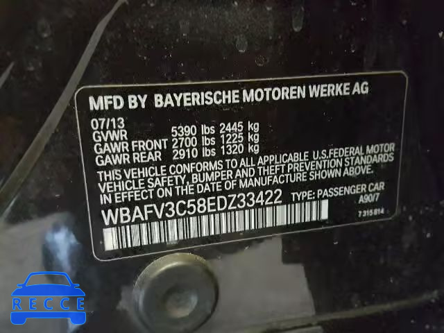 2014 BMW 535D XDRIV WBAFV3C58EDZ33422 зображення 9
