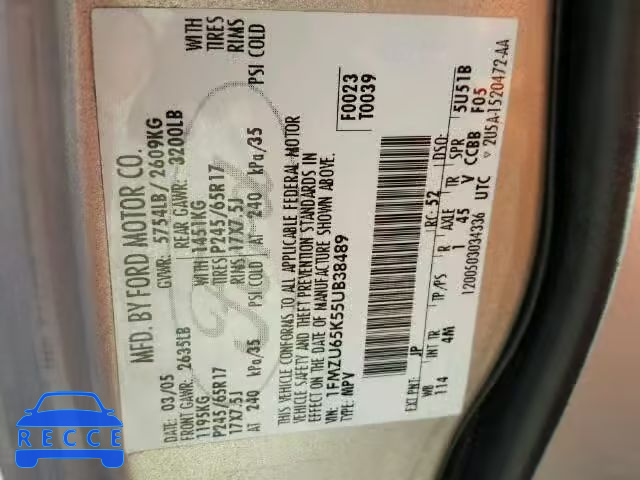 2005 FORD EXPLORER L 1FMZU65K55UB38489 image 9