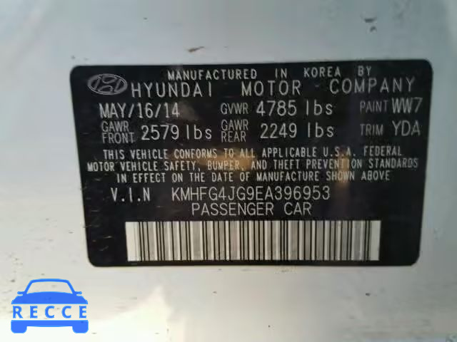 2014 HYUNDAI AZERA KMHFG4JG9EA396953 Bild 9