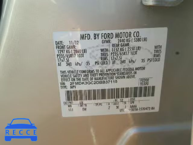 2013 FORD EDGE SE 2FMDK3GC2DBB37115 image 9