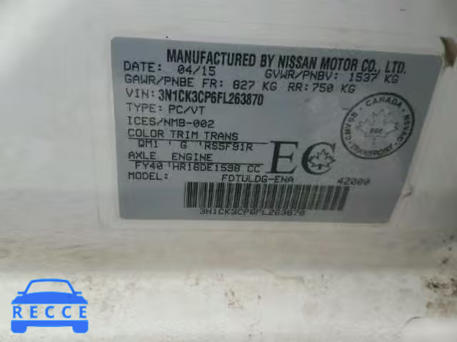 2015 NISSAN MICRA 3N1CK3CP6FL263870 image 9