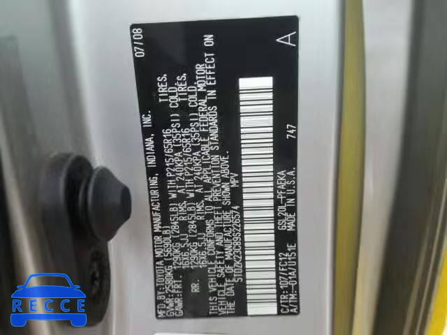 2009 TOYOTA SIENNA CE/ 5TDZK23C89S226574 image 9