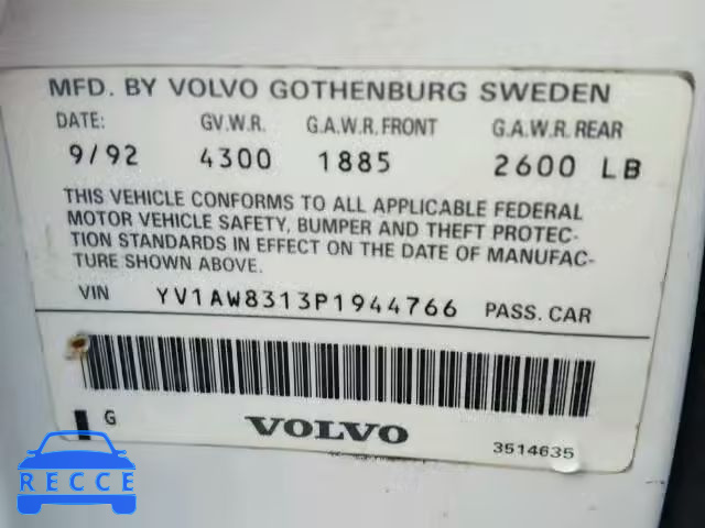 1993 VOLVO 240 YV1AW8313P1944766 image 9