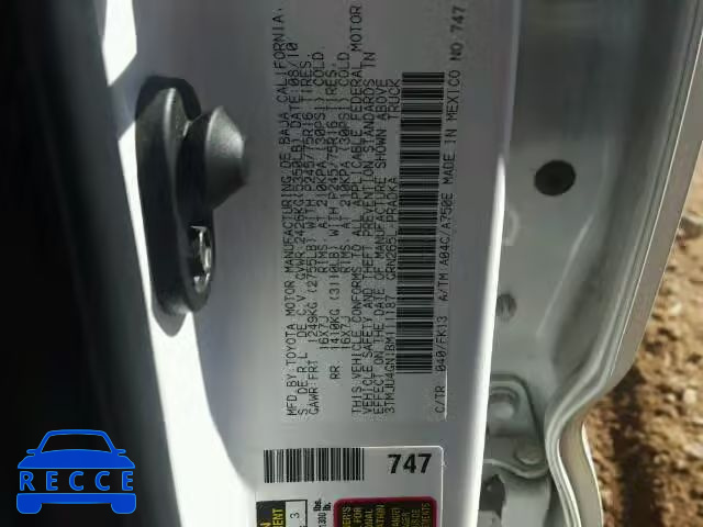 2011 TOYOTA TACOMA PRE 3TMJU4GN1BM111187 зображення 9