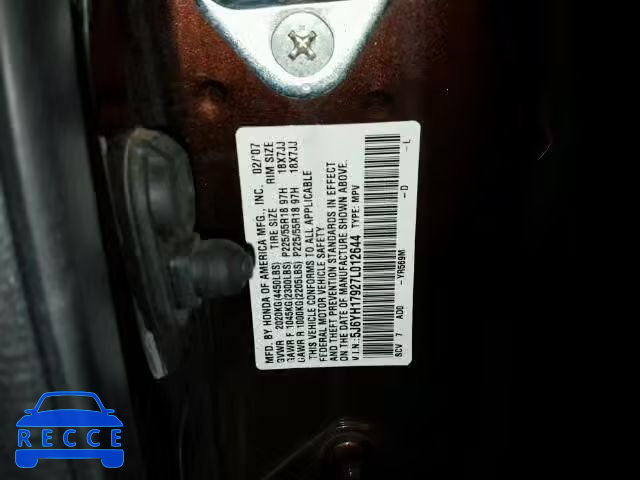 2007 HONDA ELEMENT SC 5J6YH17927L012644 зображення 9