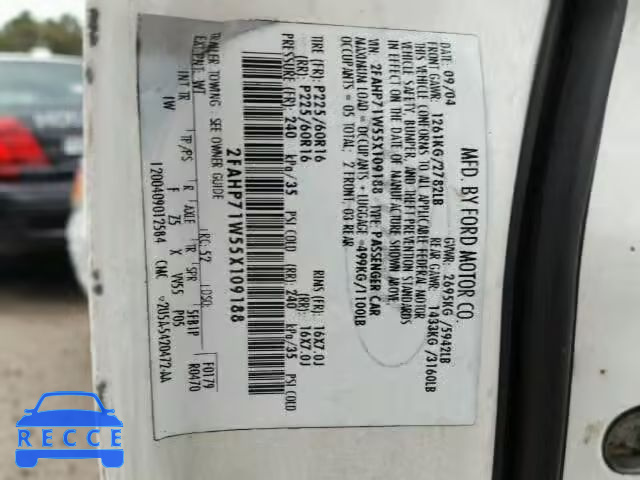 2005 FORD CROWN VIC 2FAHP71W55X109188 image 9