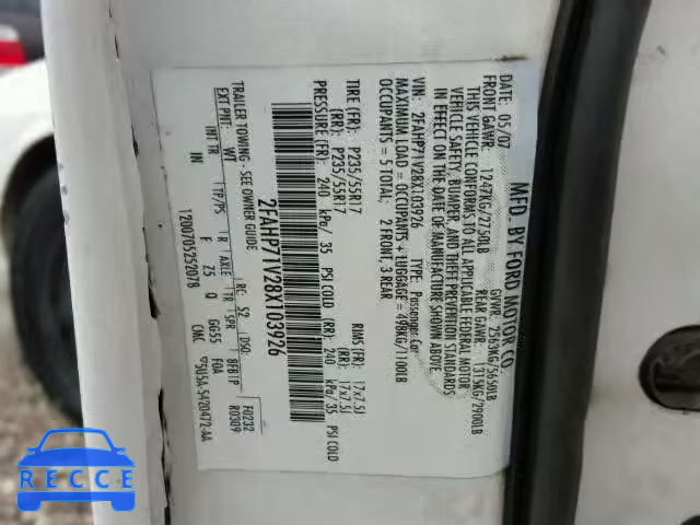 2008 FORD CROWN VIC 2FAHP71V28X103926 image 9