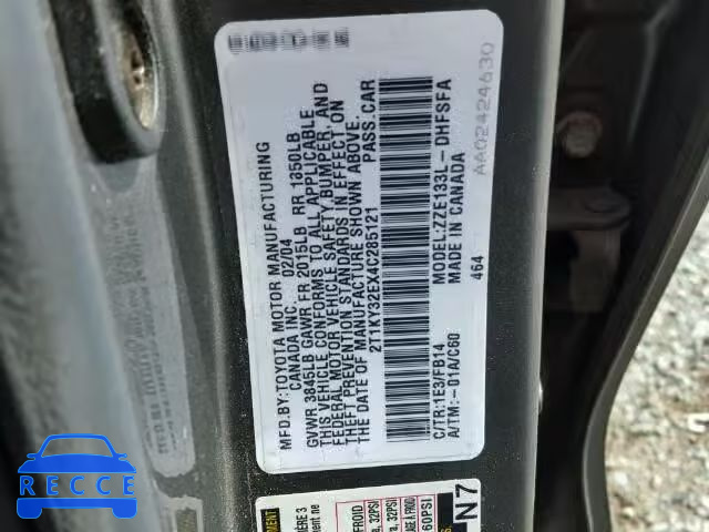 2004 TOYOTA MATRIX XRS 2T1KY32EX4C285121 Bild 9