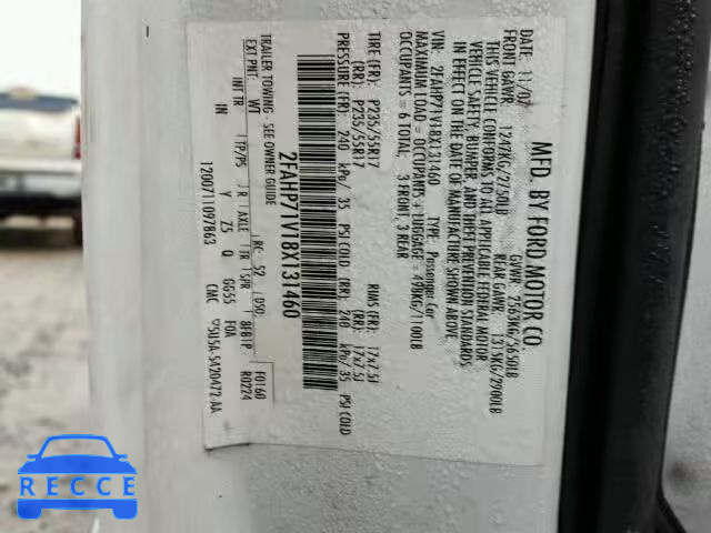 2008 FORD CROWN VIC 2FAHP71V18X131460 image 9