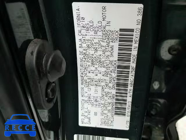 2011 TOYOTA TACOMA DOU 3TMLU4EN9BM061909 image 9