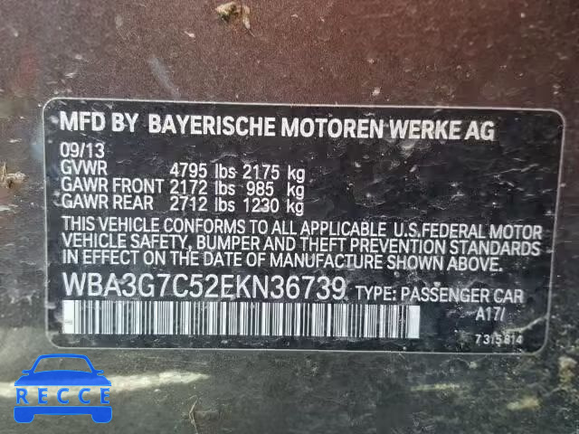 2014 BMW 328XI WBA3G7C52EKN36739 зображення 9