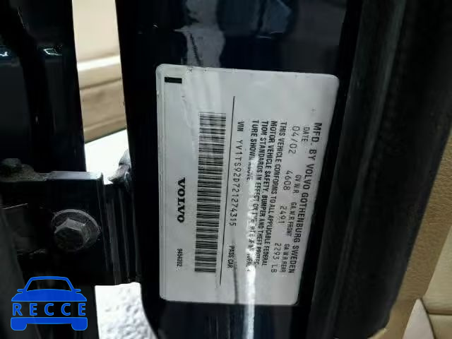2002 VOLVO S80 YV1TS92D721274315 image 9