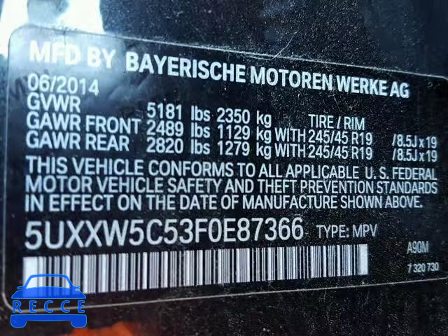 2015 BMW X4 XDRIVE 5UXXW5C53F0E87366 image 9