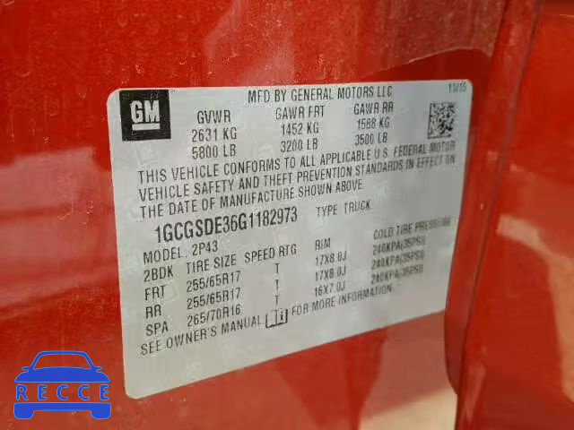 2016 CHEVROLET COLORADO Z 1GCGSDE36G1182973 image 9