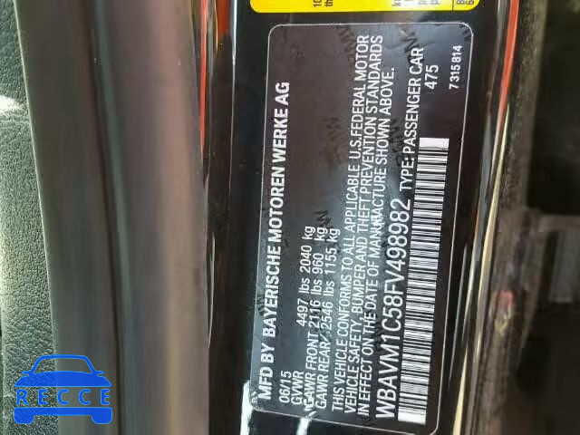 2015 BMW X1 SDRIVE2 WBAVM1C58FV498982 зображення 9