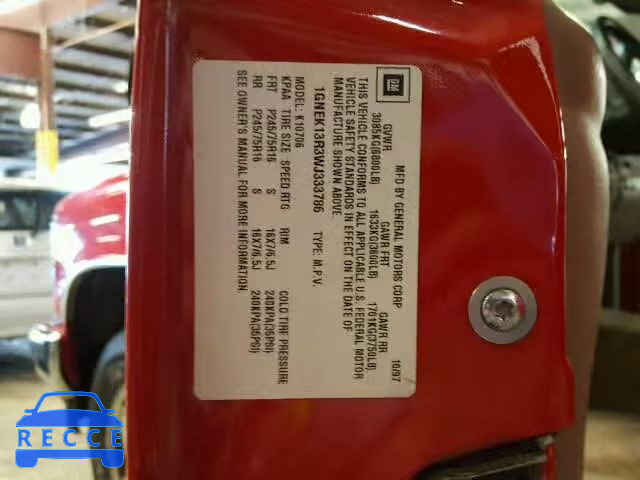 1998 CHEVROLET TAHOE K150 1GNEK13R3WJ333786 image 9