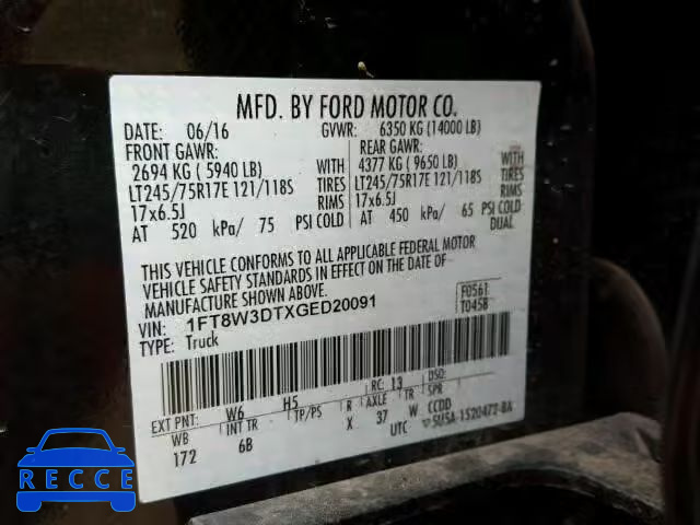 2016 FORD F350 SUPER 1FT8W3DTXGED20091 image 9