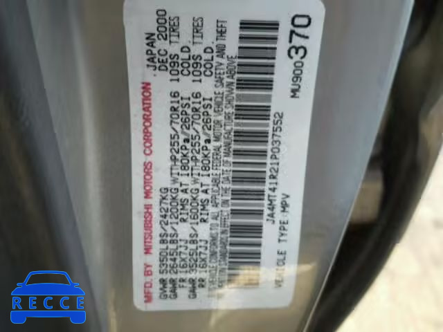 2001 MITSUBISHI MONTERO SP JA4MT41R21P037552 image 9