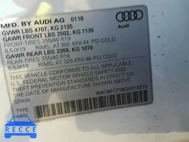 2016 AUDI Q3 2.0T PR WA1BFCFS8GR015072 image 9