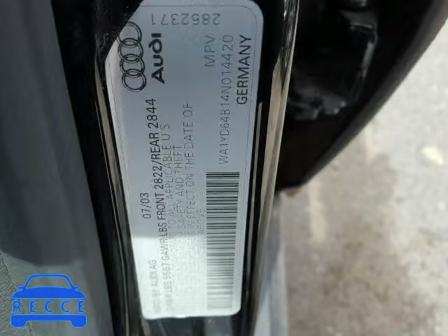 2004 AUDI ALLROAD WA1YD64B14N014420 зображення 9