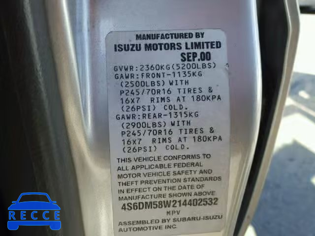 2001 HONDA PASSPORT E 4S6DM58W214402532 image 9