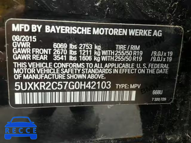 2016 BMW X5 SDRIVE3 5UXKR2C57G0H42103 image 9