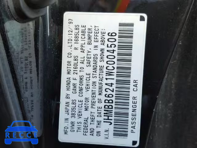 1998 HONDA PRELUDE JHMBB6241WC004506 image 9