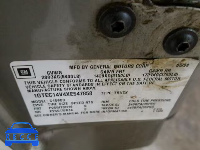 1999 GMC SIERRA C15 1GTEC14V4XE547858 image 9